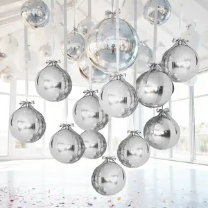 14pcs 22 Inch Silver Color 4D Aluminum Foil Balloon Set with Ribbon, Perfect for Birthday, Proposal, Shower, New Year Party Decorations