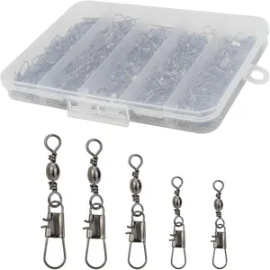 Fishing Swivels Snap Swivels 210pcs Barrel Swivels with Snaps, Fishing Swivels Saltwater Freshwater Snap Connector