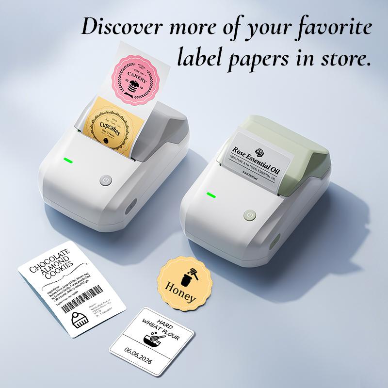 Niimbot Thermal label printer B1 sticker printer -2 Inch Mini Label Sticker Printer Came with One Roll White Label(2'' x1.18'')，Multiple Templates for Creative DIY, Small Business,Office,Home,School，App Editing,BPA-Free Thermal Label