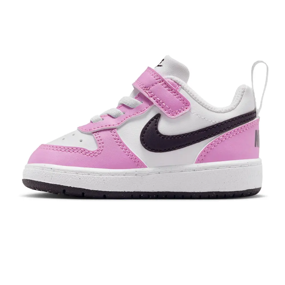 NIKE Toddler Court Borough Low Recraft Colorblock Low Top Shoes, Burgundy Pink Sneaker with Easy-On Velcro Strap (PS/TD), 3 - 4 Years, Flat Heel (1 Cm Or Less), Pink Trainers, Child Size Trainers