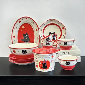 High-Quality Cartoon Simple Creative Tableware Set, Ceramic Coffee Cup Mug, Microwave Oven Dishwasher Safe, Easy Clean, Christmas Gift