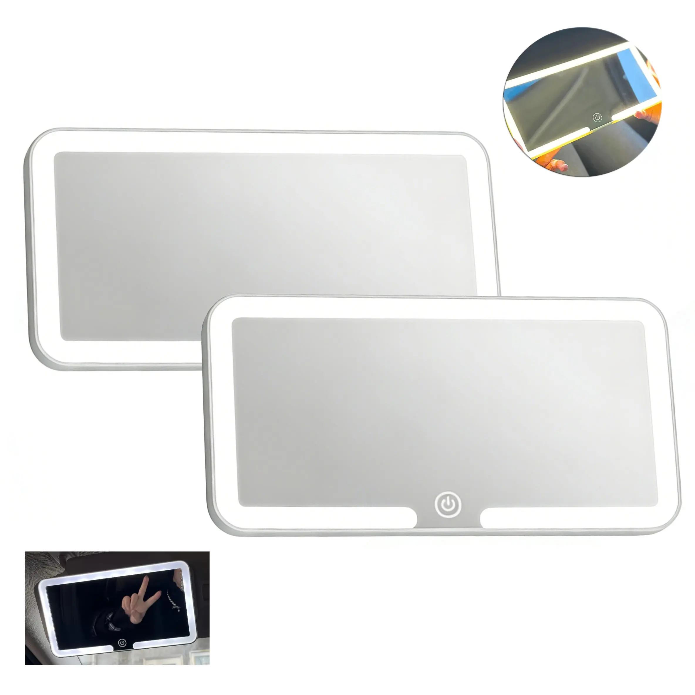 Car Sun Visor Vanity Mirror with Lights Rechargeable Dimmable Touch Screen Travel Makeup Mirror Removable Design Car Accessories Essentials