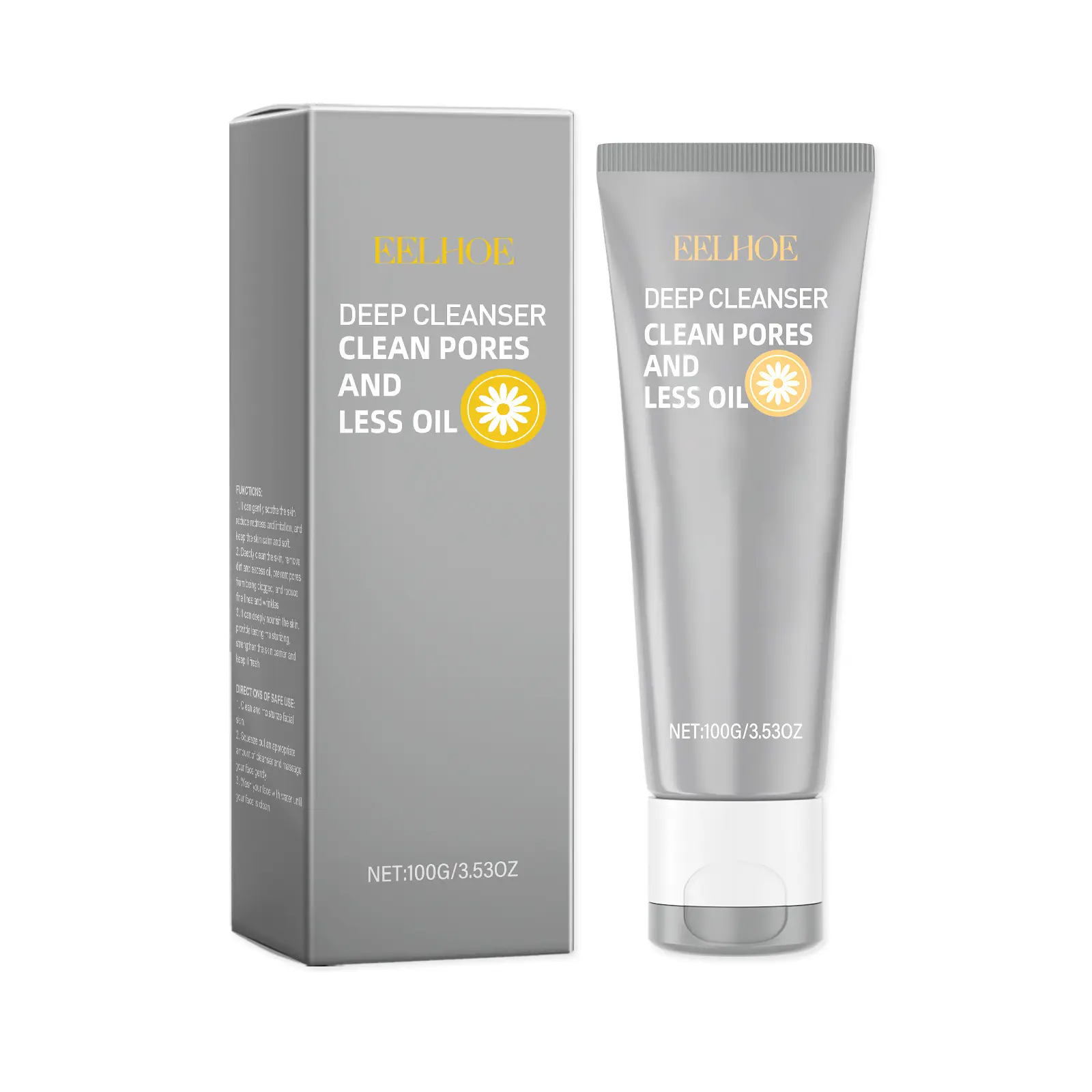 Gentle Exfoliating Face Wash with Hyaluronic Acid & Glycerin – Deep Pore Cleanser for Blackhead Removal, Oily & Sensitive Skin, 3.52 Oz
