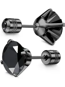 2 Pcs Hypoallergenic G23 Implant Grade Titanium Screw Back Earrings 20G Pure Titanium Post for Sensitive Ears 5A Cubic Zirconia Titanium Earring Studs for Women Men Double Side Earrings Piercing Sleeper Studs Jewelry