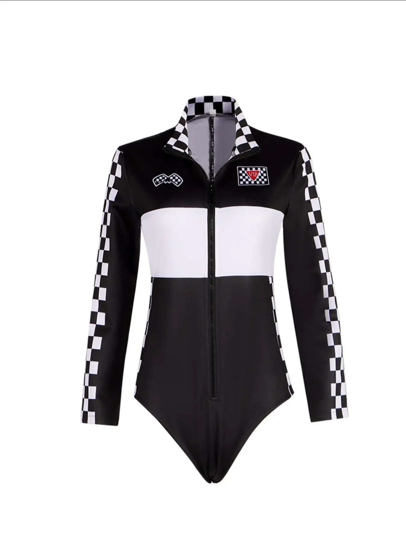 Women's Racing Role Play Costume Set, Fashionable Sexy Race Queen Uniform, Slim-Fitting One-Piece Geometric Training Suit, Halloween Carnival Clothing, Long Sleeve - TikTok Shop Women's Racing Role Play Costume Set, Fashionable Sexy Race Queen Uniform, Slim-Fitting One-Piece Geometric Training Suit, Halloween Carnival Clothing, Long Sleeve - TikTok Shop