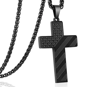 American Flag Cross Necklace for Men Bible Verse, Joshua 1:9 Christian Religious Scriptures Faith Baptism 1st First Communion Cross Pendant Chain for Boys,Father Day Gifts for Dad Jewelry