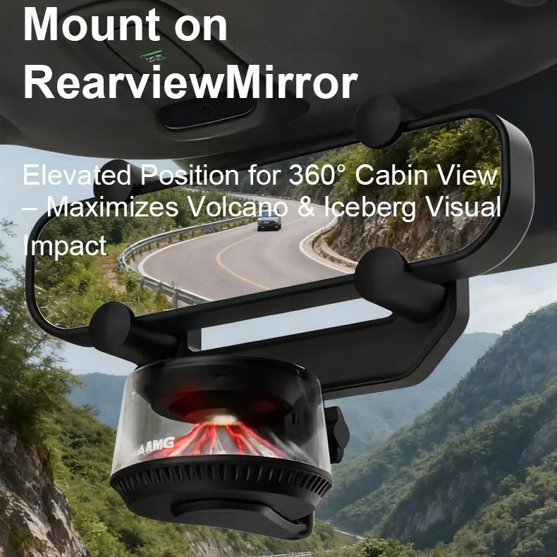 ABMG 360° Rotating Magnetic Car Air Freshener Mirror Mount, Lossless Installation Bracket, Car Fragrance Accessory Compatible with ABMG Diffuser for Sedans & SUVs, Car Accessory