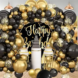 Black and  Balloon Arch Garland Kit Black Metallic  Garland with Confetti  Balloons for  Shower Anniversary Wedding Graduation Retirement Birthday Party Decorations