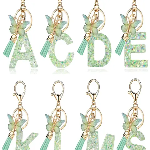 Initials Letter Design Keychain, Cute Butterfly & Tassel Decor Keychain for Women & Girls, Keychain for Bags, Fashion Accessories for Bag, Car, Phone Decor, Trendy Cute Keychain, Cute Keychain Accessory