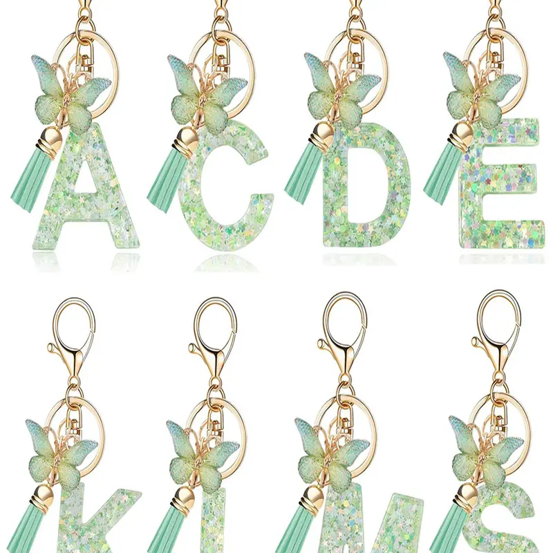 Initials Letter Design Keychain, Cute Butterfly & Tassel Decor Keychain for Women & Girls, Keychain for Bags, Fashion Accessories for Bag, Car, Phone Decor, Trendy Cute Keychain, Cute Keychain Accessory