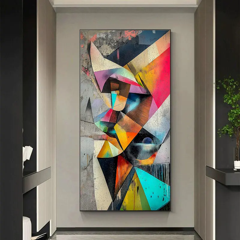 Large Modern Abstract Canvas Wall Art - Geometric Pattern Home Decor, Cotton Textured Background, Hand-Stretched Pine Wood Gallery Wrap, Fade-Proof Ink, Bedroom Living Room Decor, Check Size Carefully