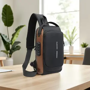 [Password Lock Chest Bag] Durable Anti-Theft Password Lock Chest Bag - Men's Crossbody Slant Bag, Adjustable Shoulder Strap, Suitable for Motorcycles And Casual Sports