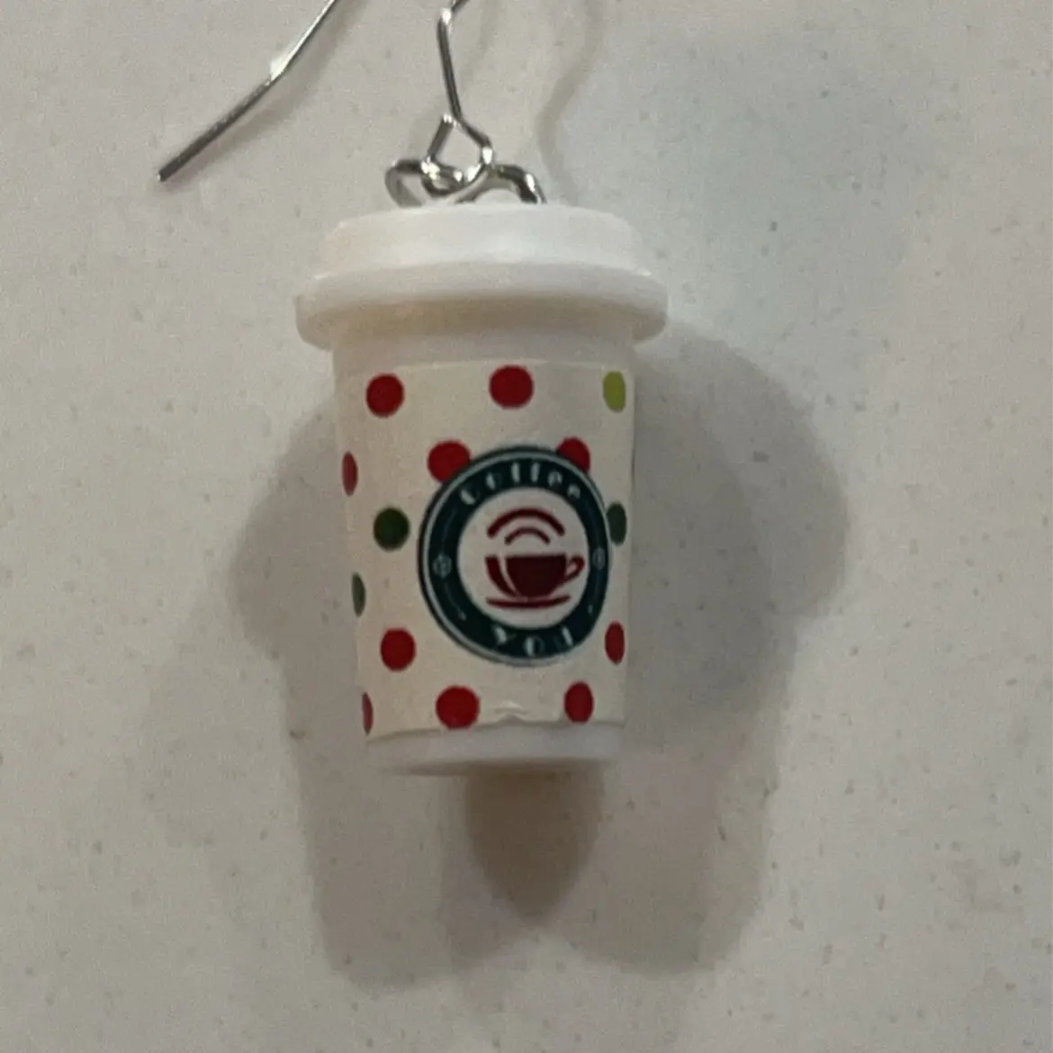 Christmas Coffee Earring - Festive Holiday Accessory