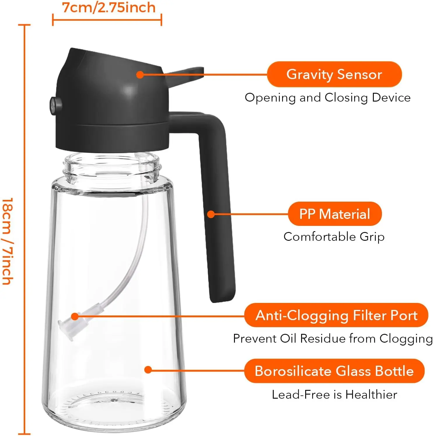 16oz/470ml Glass Olive Oil Sprayer for Cooking with Stickers, 2 in 1 Oil Dispenser for Kitchen Gadgets, Food Grade Premium Spray Bottle with Portion Control for Salad, Frying, BBQ (Black) 16oz/470ml Glass Olive Oil Sprayer for Cooking with Stickers, 2 in 1 Oil Dispenser for Kitchen Gadgets, Food Grade Premium Spray Bottle with Portion Control for Salad, Frying, BBQ (Black)