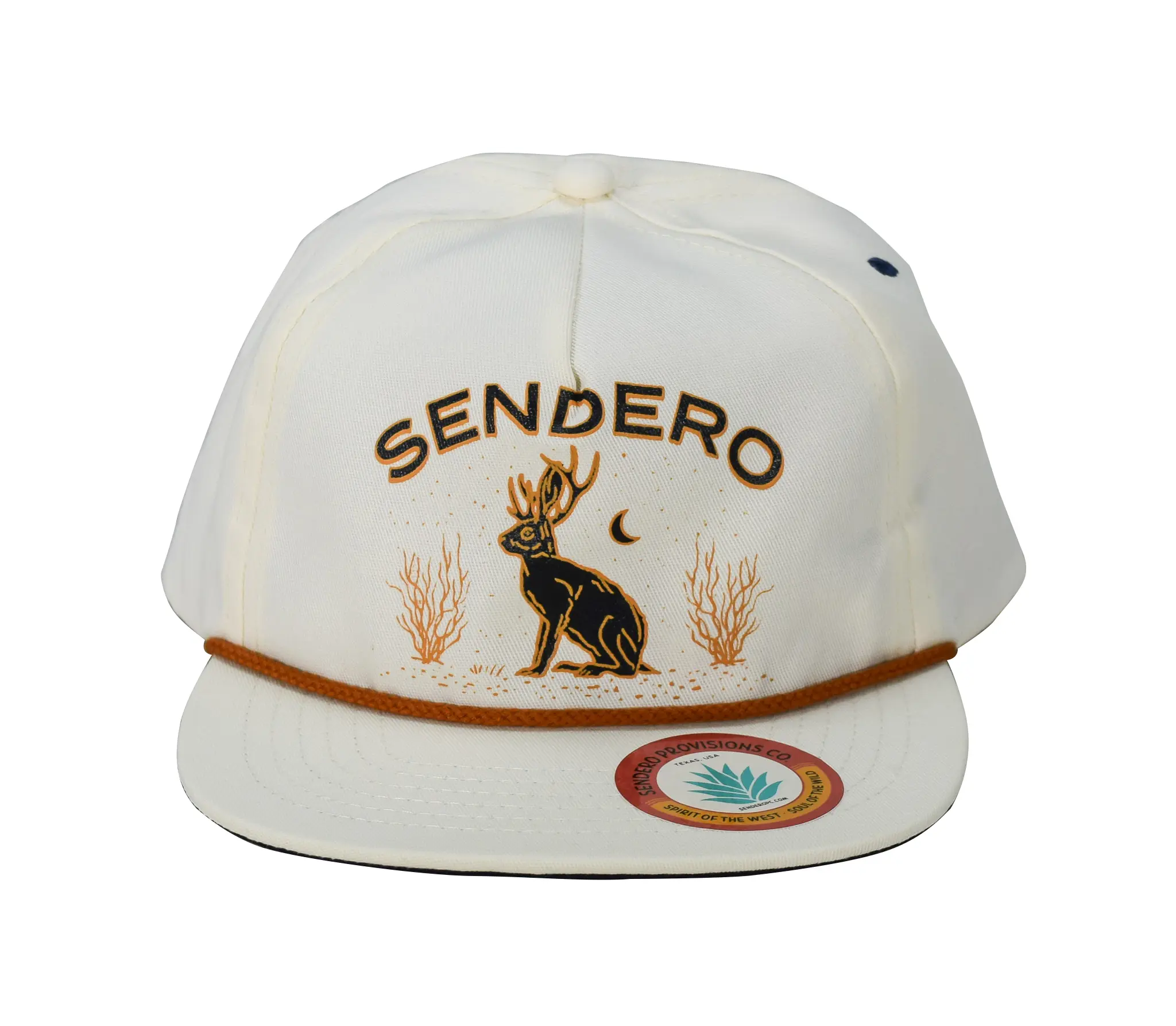 Sendero Provisions Co. Jackalope Snapback Hat - Funky Western Style Cotton Cap with a Cowboy Aesthetic, White, Cotton Snapback, Baseball Cap, Casual, Hand Wash Only