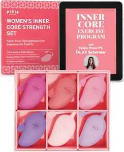 Pixie Cup Women's Core Strength Training Set - 6-Piece Exercise Kit with Guide for Beginner to Advanced Routines (Blush Pink)