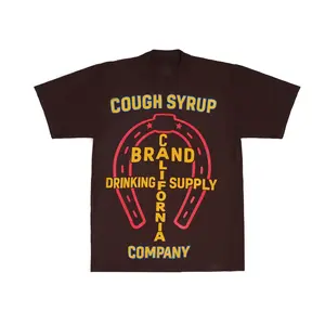 Cough Syrup Men's Streetwear T-Shirt Brown Horseshoe Graphic Tee That's A Awful Lot Of Cough Syrup Y2K Urban Fashion Short Sleeve Cotton Top