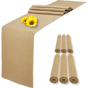 6 Pack 14 x 72 Inch Natural Burlap Table,Rustic Jute and Placemats Bulk for Wedding Table Decorations,Farmhouse Style,,Coffee Table Cover