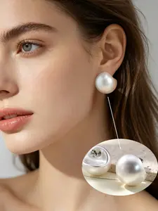 Elegant Large Imitation Sea Shell Pearl Dangle Earrings, Perfect for Women's Parties, Vacations, Fashion Shows, Evening Events