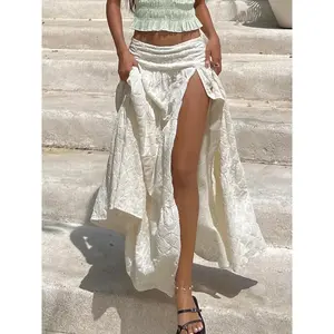Women's Plain Split Thigh Skirt, Elegant Y2K Long Skirt for Party Holiday Vacation, Ladies Summer Clothes