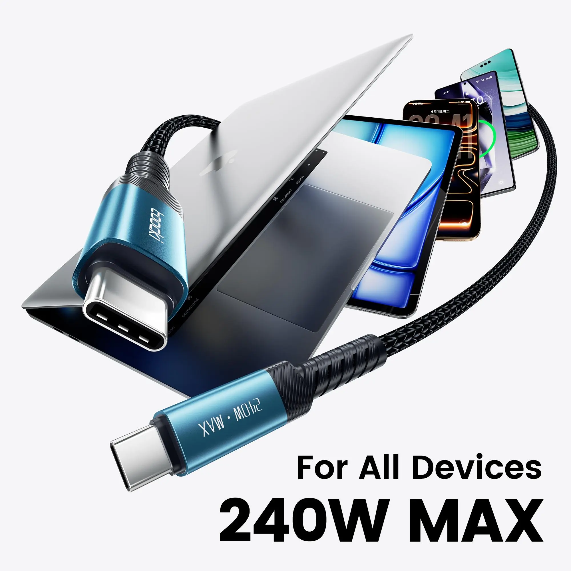 Toocki 20FT USB-C to USB-C Charging Cable, 240W Max PD 3.1 High-Speed E-Mark Chip Cord, Durable Nylon Braided, 20ft Length, Compatible with iPhone 17/16/15 Max, MacBook, iPad Pro, Samsung Galaxy, Android (Back to School)