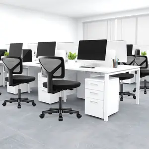 Desk Chair - Armless Mesh Office Chair, No Armrest Small Mid Back Executive Task Chair with Lumbar Support and Swivel Rolling for Small Spaces