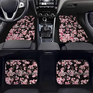 Cherry print car floor mats, easy-to-clean universal car carpet set, suitable for JEEP and SUV front and rear seats, 4-piece set