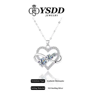 【7.26 Infinity Heart】1.6CT Trilogy Infinity Heart Pendant vvs Synthetic Moissanite Necklace in 925 Sterling Silver