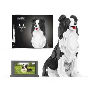 Border Collie Micro Building Blocks Toy, 3075pcs/set Creative Animal Model Bricks Set, Desktop Ornament, DIY Toy for Kids Holiday Gift, Stem Building Blocks