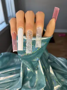 White marble bling nails Gel Nail Art White marble bling nails Gel Nail Art