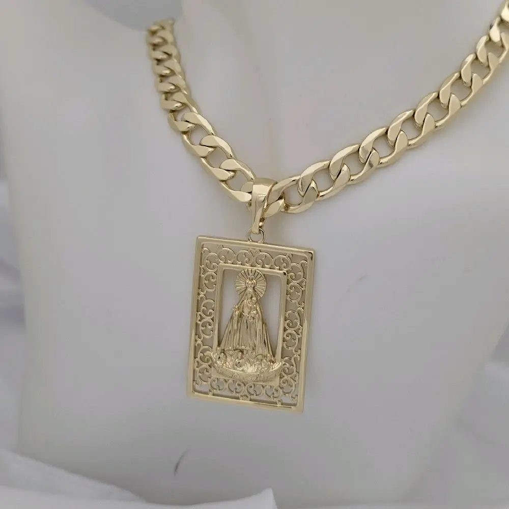 cadena 8mm de grosor  #249 y dije virgen del cobre # 809