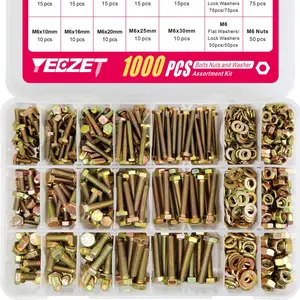 1000pcs 8.8 and Nuts Washers Assortment Kit,M4 M5 M6 Metric Bolt Assortment Set,15 Most Common Sizes,10-40mm