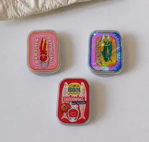 Sardine Magnetic Phone Grip, Acrylic Fish Holder, Food Accessory, Portugal Retro Tin Design