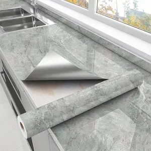 1 Roll Thick Self-Adhesive Marble Look Cabinet Door Sticker, Glossy Peel and Stick Wallpaper for Kitchen Backsplash and Furniture Makeover