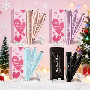 Women's Bikini Trimmer, Pain-Free Body and Facial Hair Removal, Rechargeable 2-In-1 Dual Head, Ipx7 Waterproof, Ideal Christmas Gift