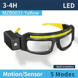 Rechargeable LED motion sensor glasses light, hands free headlamp, Usb rechargeable headlamp, for running, camping, night work, features 90 degree wide-angle beam, ear hooks, and silicone anti slip nose pad, gift for outdoor enthusiasts