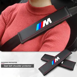 2pcs PU Leather Car Seat Belt Cover Shoulder Protection Pad Interior Accessories for BMW M E46 E90 E60 E36 F07 F30 F34 M2 M3 M5 E87 X1 X3 X4 X5 X6 G20 G30 Car Interior Accessory