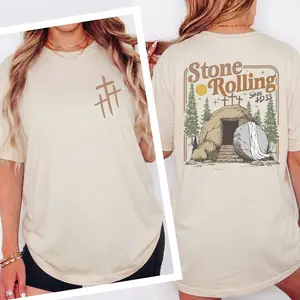 Rolling Stones T-Shirt, Trendy Easter Clothing, Cotton Crewneck Unisex Pull Over T-Shirt Apparel