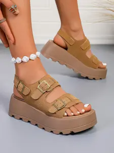 Summer New Women's Roman Sandals, Thick Sole Height Increasing Birkken Shoes, Non-Slip Beach Footwear, Open Toe Comfortable