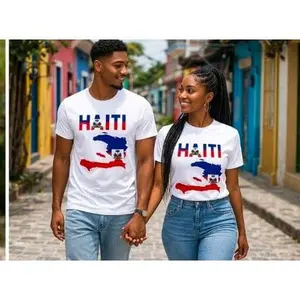 Haiti Map Graphic T-Shirt – Haitian Flag Design Casual Cotton Tee (Unisex)