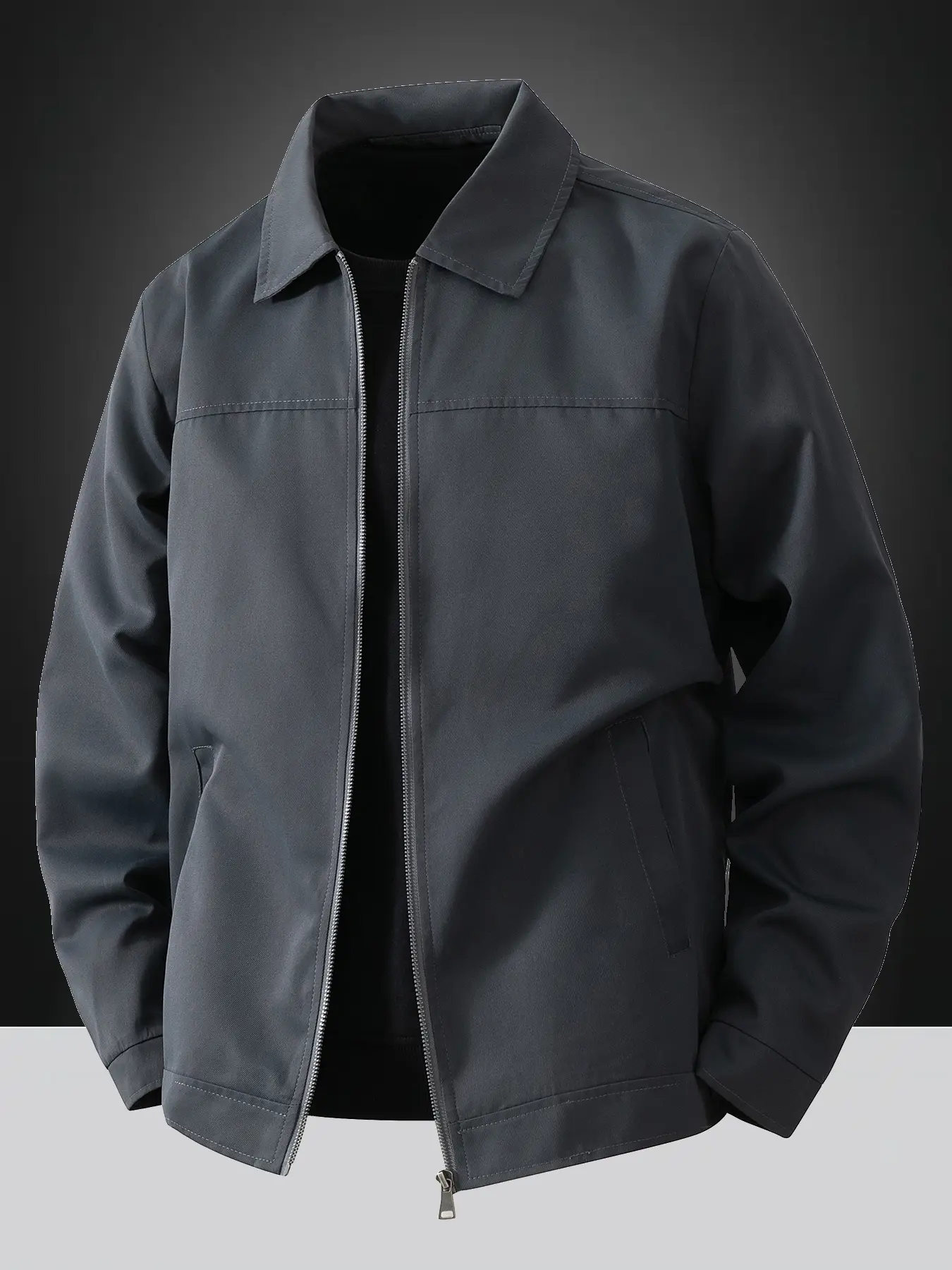 Men's lightweight Coats, Fashion casual coats, office casual jacket, pure color light business style, Long Sleeve, zipper closure, lapel design, machine washable, 100% polyester fiber, suitable for work and formal occasions, spring and autumn