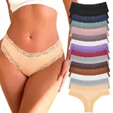 FINETOO Women's 15PCS Cotton Lace Low-Rise Bikini Panties Set - Soft, Breathable, Seamless Chic Cute Cotton Underwear for Women Batch, Minimalist Knickers for Christmas, Birthday Gifts (S-XL),sohochic
