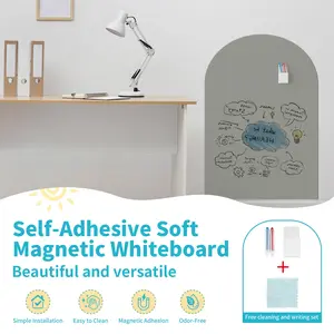 Easy to Install Self-Adhesive Soft Magnetic Whiteboard, Suitable for Children, Includes Storage Box, 2 Water-Based Crayons, 1 Cloth
