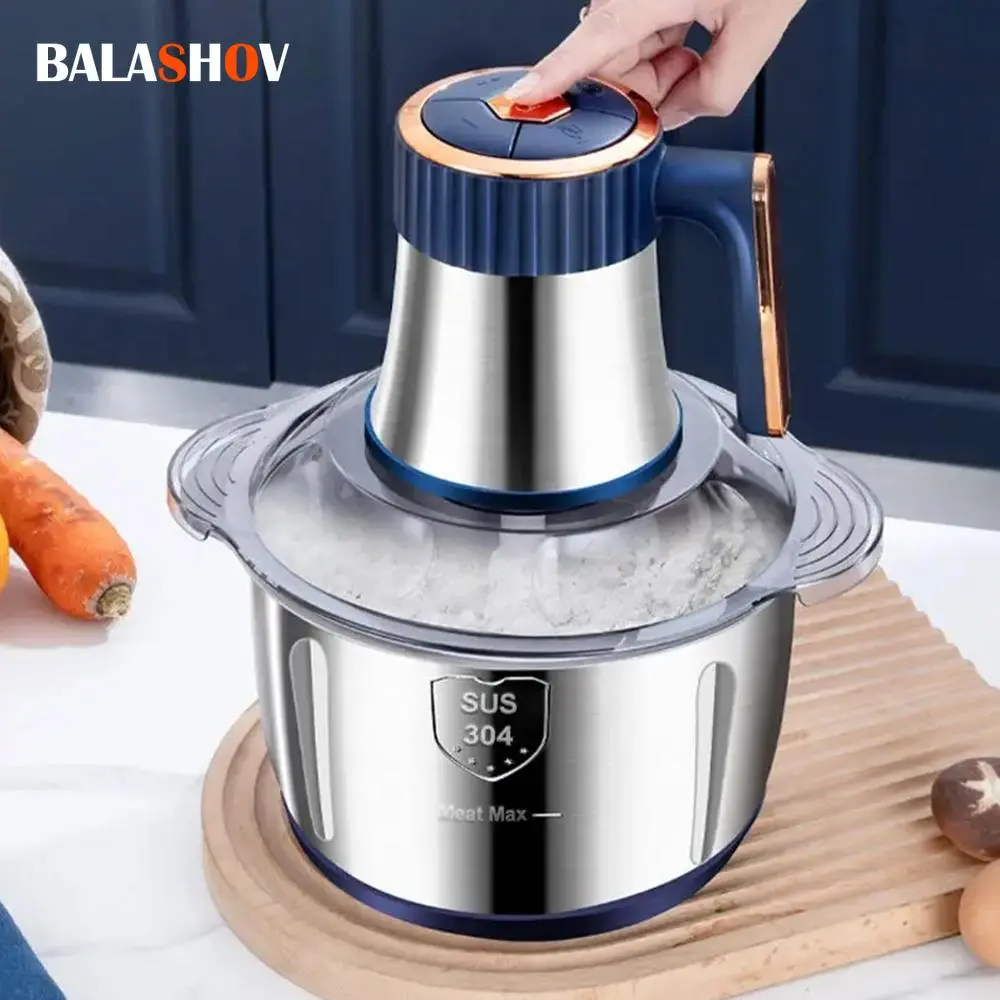 5L Electric Meat Grinding Tool, Large Capacity Meat Grinders with Double Blades, Meat Grinding Machine, Stainless Steel Food Chopper for Kitchen, Household Kitchen Machine, Vegetables, Onions, Garlic, Peppers, Gift