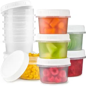 8 Oz  Storage Containers with Screw , 12-Count  Small Freezer Plastic Containers for Portion and Meal Prep | Microwave-, Freezer-, Dishwasher-Safe |