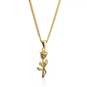 Rose Pendant Necklace - Gold Plated, Fashion Accessory