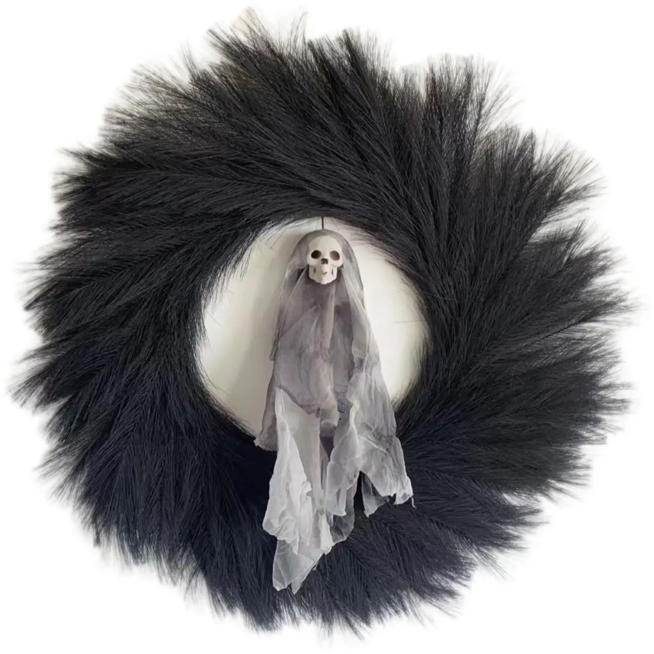 HomeWinner Halloween Wreath Artificial Skull Wreath Round Spooky Design for Indoor Outdoor Home Decor Festive Ornaments