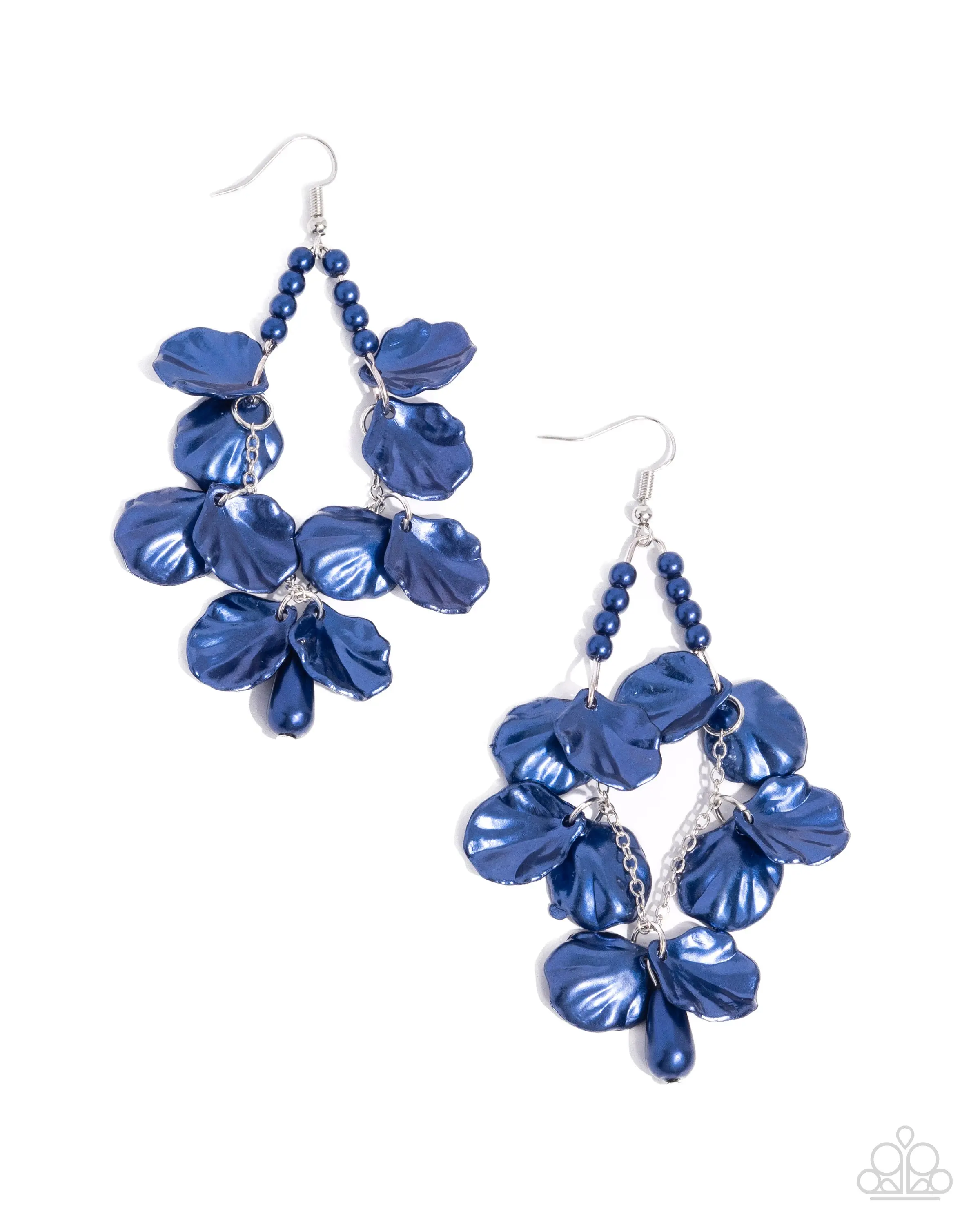 Coastal Century - Blue Pearl Shell Silver Beachy Earrings - Paparazzi