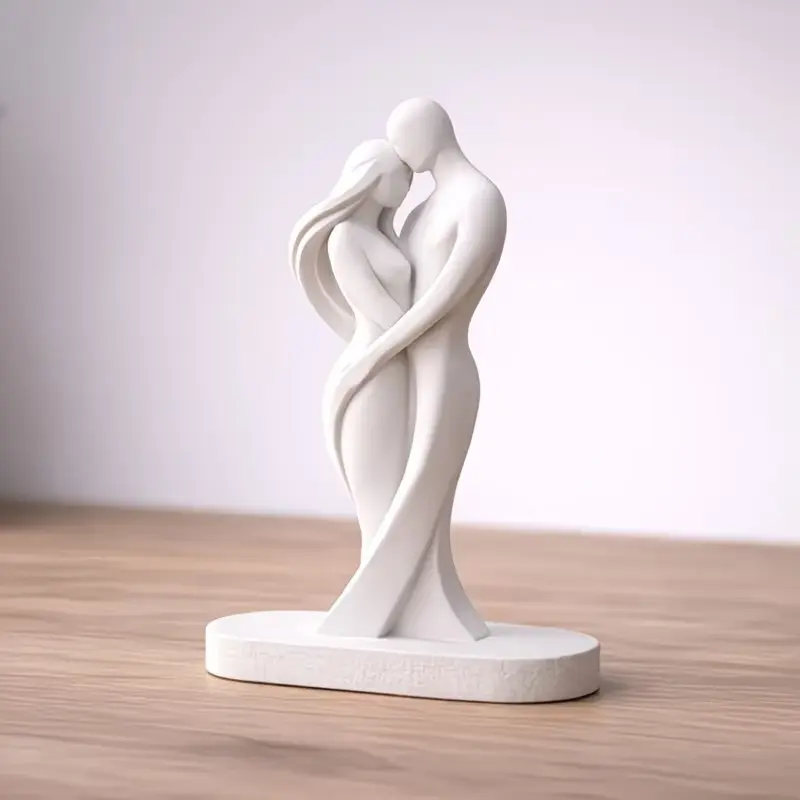 Abstract Couple Statue Hugging Lovers Figurine, Minimalist Tabletop Home Decor, Resin Embracing Sculpture, Romantic Gift for Couples