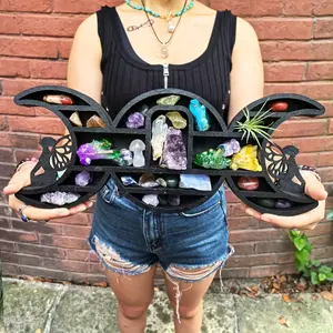 Crystal Wooden Shelf Moon Crystal Display Shelf Floating Shelf Shelf For Crystal Crescent Moon Shelf DoubleMoonFairy